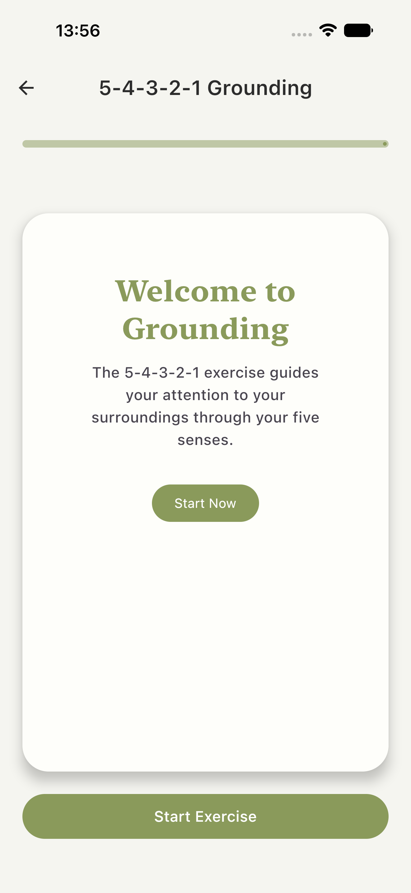 Reground introduction to the guided 5-4-3-2-1 grounding exercise