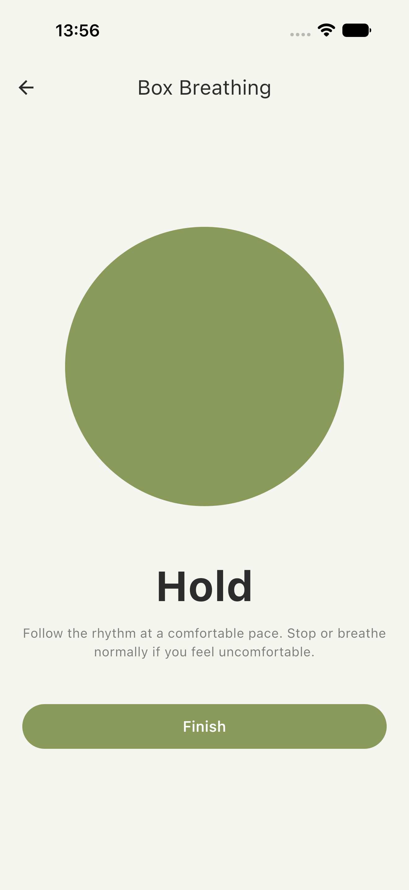 Reground guided box-breathing exercise