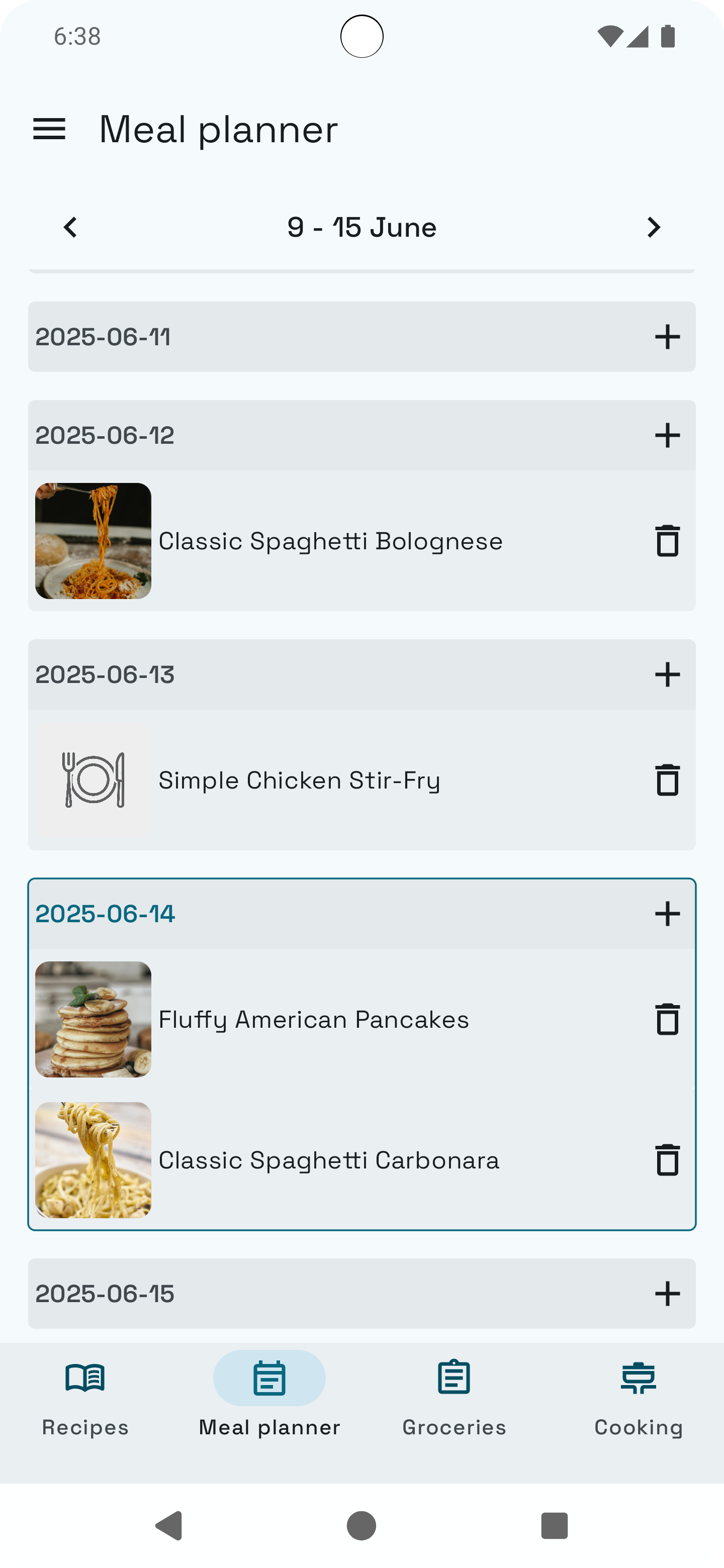 Cooking Shelf meal planner