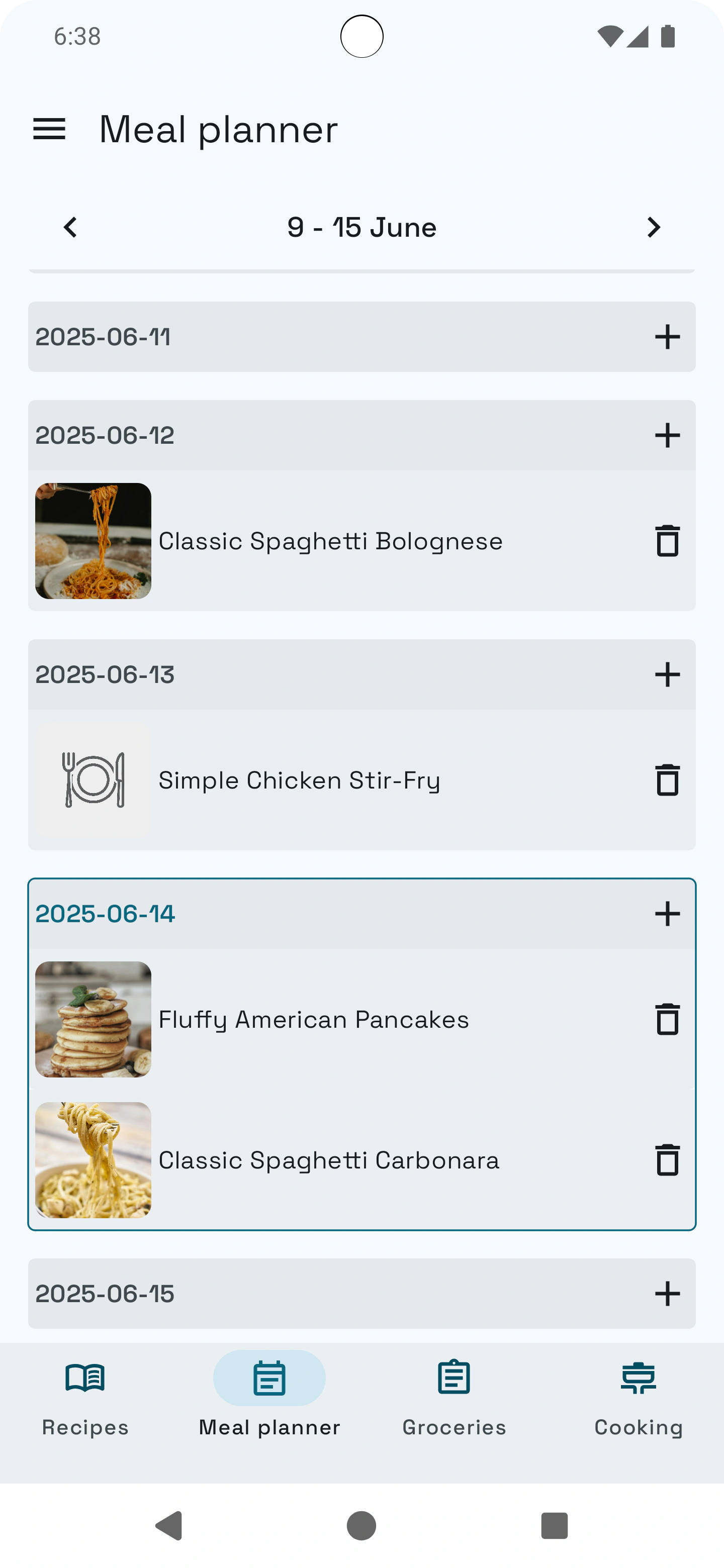 Cooking Shelf meal planner